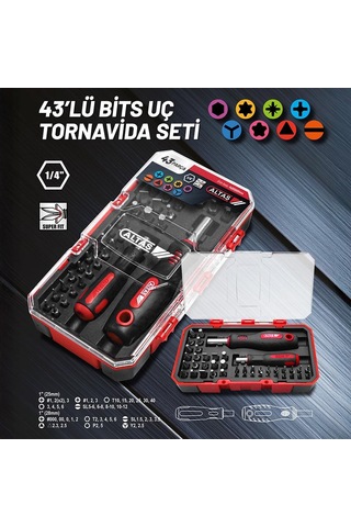Altaş 14000005444 Bits Uç Tornavida Seti 43 Parça