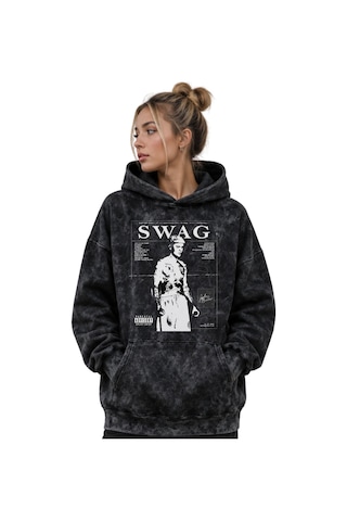 Sevbano Justin Bieber Swag Şarkıcı Baskılı Unisex Oversize Premium Yıkama Siyah