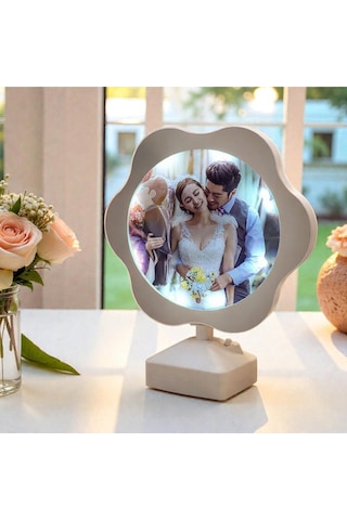 Sihirli Papatya Ayna Kişiye Özel Fotoğraflı Led Işıklı