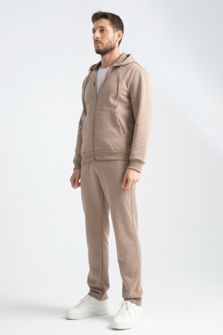 Shooter Sportswear Shooter Erkek Kışlık Eşofman Takımı Thermosoft Teknolojisi İçi Kuzu Görünümlü Regular Kalıp Minimal Logo Kapüşonlu Vizon