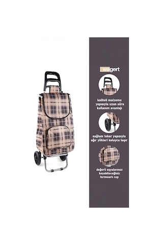 Su Geçirmez Çantalı Katlanabilir Alüminyum Pazar Arabası  Kahverengi