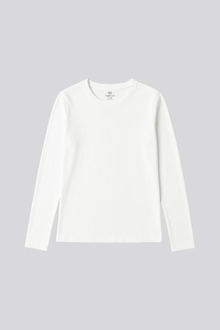 Beyaz O Yaka Standart Fit Uzun Kollu Basic Kadın T-shirt - 97312 Beyaz
