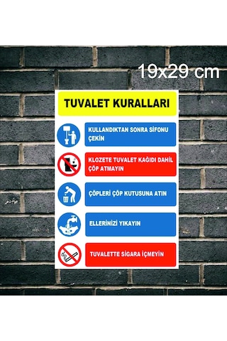19x29cm Tuvalet Kuralları Metal Yönlendirme Levhası