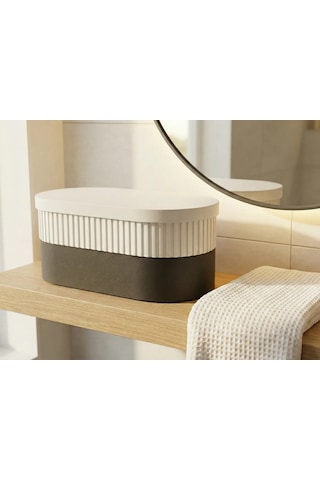 Bşkvirgo 3d Baskı İki Rulo Tuvalet Kağıdı Saklama Kutusu Kapaklı Çizgili Banyo Organizeri Minimalist - Beyaz Kapak Bsk2026