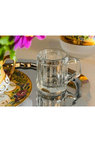 6 Lı Kulplu Shot Cam Bardak, Çap: 4 Cm Yükseklik: 5 Cm, 35 Ml Şeffaf