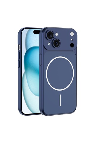Zore Apple iPhone Uyumlu 14 Kılıf Omsy M-safe Şarj Özellikli Kamera Korumalı Spark Kapak - Mavi