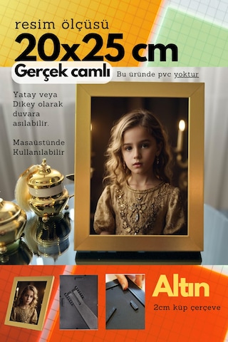 20mm Çerçeve Camlı 20x25 Cm Fotoğraf Resim Çerçevesi Ayaklı Veya Duvara Asma Yatay-dikey 50248138