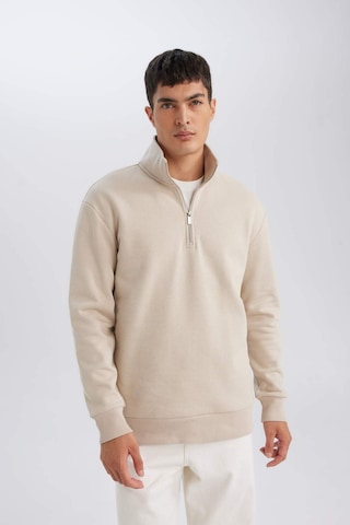 DeFacto 3 İplik Pamuklu Şardonlu İçi Polarlı Comfort Regular Fit Rahat Kalıp Dik Yaka Fermuarlı Kalın Sweatshirt D9067AXNSBG735