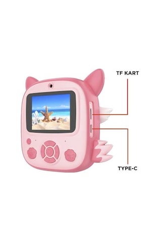 Torima Cmr-20 Pembe Dijital Video Kayıt Fotoğraf Çocuk Kamerası Termal Resim Kağıt Baskılı Yazıcı