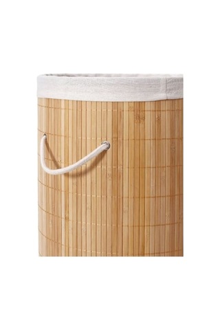 Kirlisepeti Yüksek Hijyen 50cm Yuvarlak Kumaşlı Bambu Kirli Sepeti Ev Düzeni Banyo Düzenleyici
