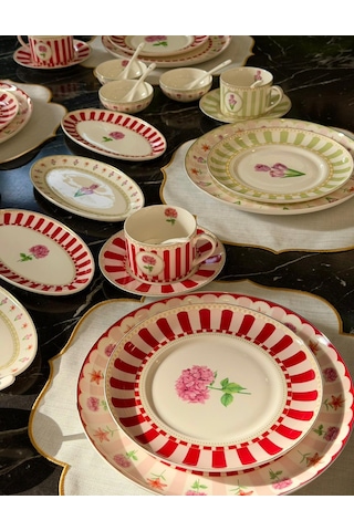 48 Parça Porselen Garden Flowers Kahvaltı Seti-5406 Çok Renkli