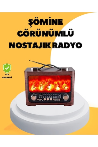 Mey İthalat Taşınabilir Şömine Görünümlü Bluetooth Hoparlör Solar Şarjlı, Alev Işıklı, 7w Ses