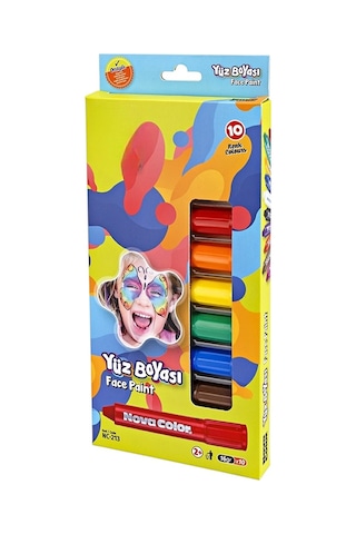 Yüz Boyası 10 Renk 1 Paket Face Paint Çevirmeli Yüz Boyası Canlı Renkler Çok Renkli