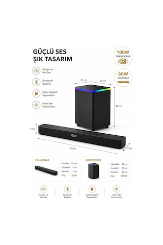 Hepu Hp-tv06 180w 2.1 Ch Kablosuz Subwoofer Soundbar Ev Sinema Sistemi - Bluetooth, Hdmı Arc, Optik