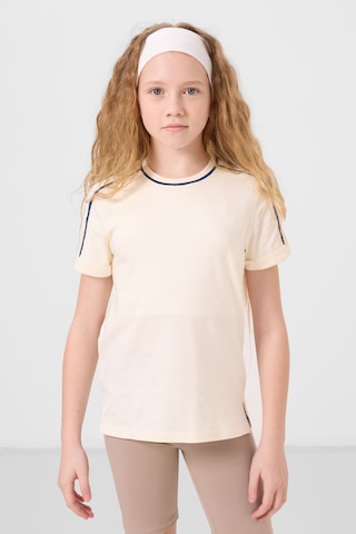 Standart Fit O Yaka 3lü Paket Koyu Mavi-ekru-gri Melanj Kız Çocuk T-shirt - 75177 G1 Melanj-ekru-koyu Mavi