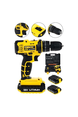 Deko Turkey 58 V 8 Ah Samsung Çift Batarya Metal Dişli Darbeli Şarjlı Matkap + 24 Parça Set