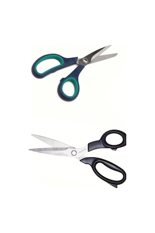 2li Set 21-23 Cm Paslanmaz Çelik Kumaş Karton Kağıt Kesme Kesim Keskin Terzi Makası