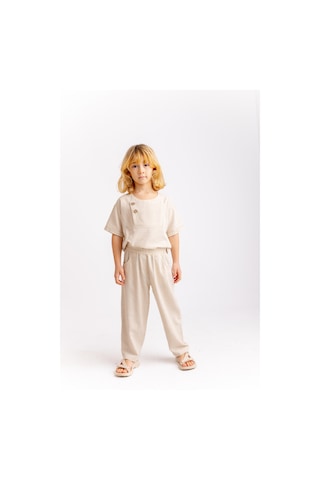 Oliven The Kid Unisex Klasik Keten Pantolon Naturel Naturel Bej