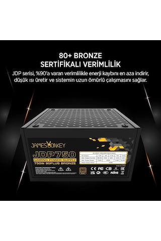 James Donkey JDP750 APFC 12CM 750W Bronze 80+ Power Supply Güç Kaynağı