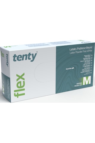 Tenty Flex Lateks Pudrasız Muayene Eldiveni 100'lü L
