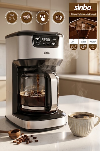 Scm-9040 Otomatik Zaman Ayarlı Xl 14 Fincan Filtre Kahve Makinesi Dijital Göstergeli