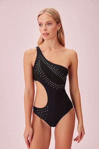 Suwen Harper Detaylı Mayo Sb25605012d012 Siyah