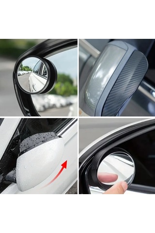 Mercansa Buffer 2 Adet Kendinden Aynalı Karbon Fiber Görünümlü Araba Yan Ayna Yağmur Koruyucuları Yağmur & Kar Kalkanı Visörler