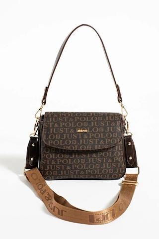 Just Polo Kadın Baskılı Ayarlanabilir Askılı Şık Ve Lüks El & Omuz Çantası Shoulder Bag Kahverengi
