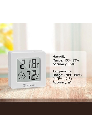 Ketotek Mini Dijital Higrometre Termometre Kapalı Higrometre Ölçer Sensörü Nem Ölçer Odası Lcd Termometre Sıcaklık