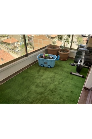 Yeşil Protokol Halı Özel Kesim Kaymaz Tabanlı Balkon Halısı (425790484)