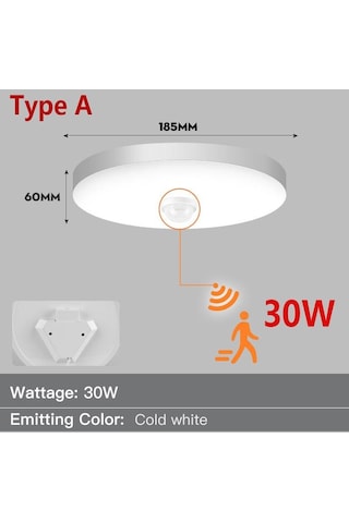Hareket Sensörlü Led Tavan Işıkları 15w 20w 30w 40w Tavan Lambaları 30w Soğuk Beyaz