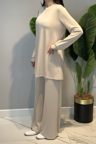 Lale Butik Örme Modal Pantolonlu Takım 19005 Bej
