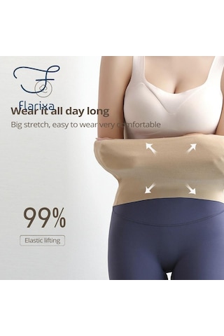 Tuğla Kırmızısı Flarixa Dikişsiz Karın Wrap Bel Eğitmen Vücut Şekillendirme Kadın Alman Peluş Termal Zayıflama Kemeri Doğum Sonrası Düz Göbek Destek Kemeri