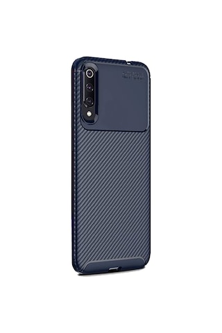 Xiaomi Mi 9 Karbon Desenli Negro Silikon Kılıf Lacivert