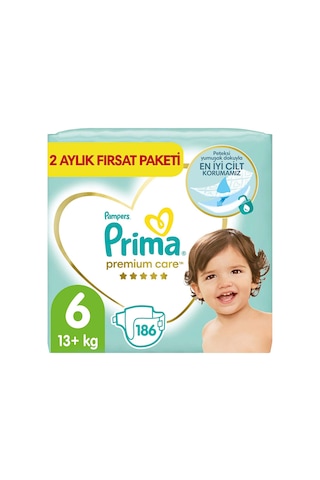 Prima Bebek Bezi Premium Care 6 Beden 186 Adet Junior 2 Aylık Fırsat Paketi 93 Adet x 2