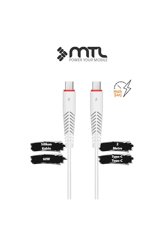 60w Pd Type-c To Type-c Hızlı Şarj Ve Data Kablosu 2 Metre Mt2211