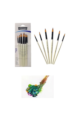 Bomeijia Beyaz 6'lı Liner Sanat Fırça Seti Akrilik Guaj Yağlı Sulu Boya Set