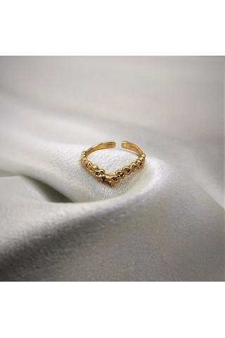 GOLD KAPLAMA KARARMAZ TAÇ FİGÜR ALTTAN AYARLI EKLEM YÜZÜK-YÜZÜK14 Altın