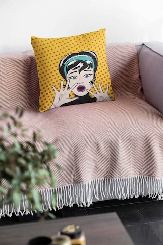 Sarı Pop Art Çift Taraflı Yastık Kırlent Kılıfı Krl069n11