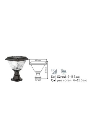 İnoled Solar Güneş Enerjili Bahçe Armatür Set Üstü 200lm 30w