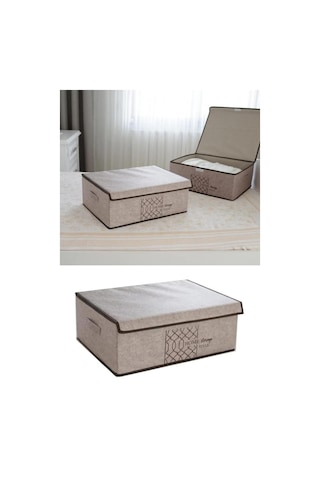 Flosoft Keçe Kapaklı Baza Hurcu, Çok Amaçlı Düzenleyici Organizer Kapaklı Kutu 50x40x19 Cm 001