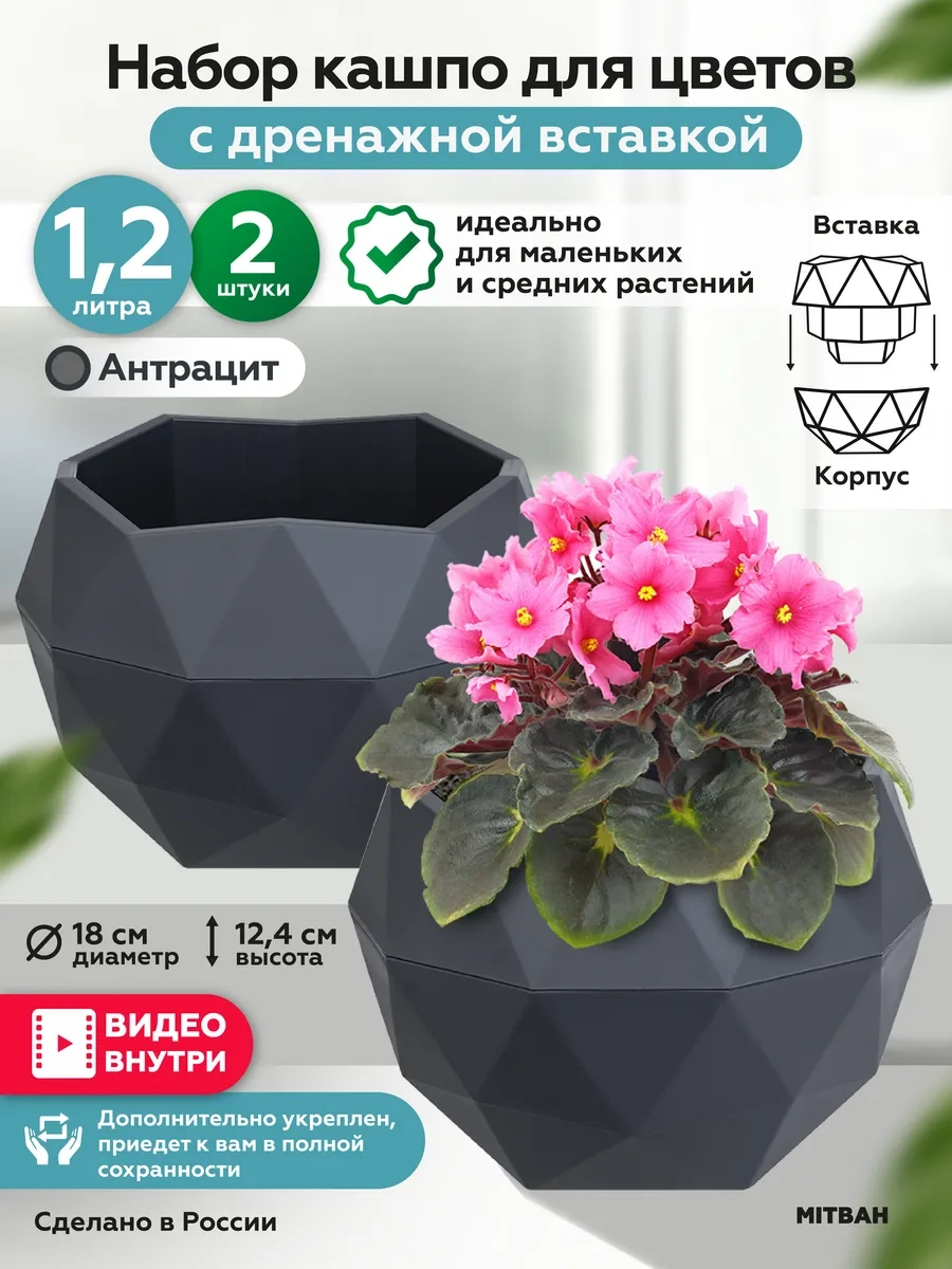 Mıtbah 2 Adet 1,2 Litrelik Küçük Çiçek Saksısı Seti 265269998