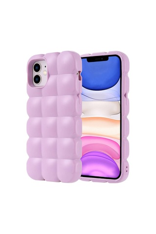 Zore Apple Uyumlu iPhone 12 Kılıf Parlak Esnek Silikon Dom Dom Kapak - Lila Lila