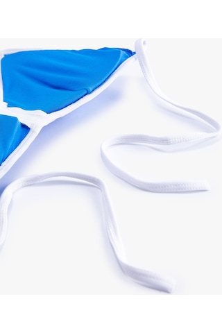 Koton Üçgen Bikini Üstü Fermuarlı Biye Detaylı Mavi 3sak10011mm 3SAK10011MM623 Mavi