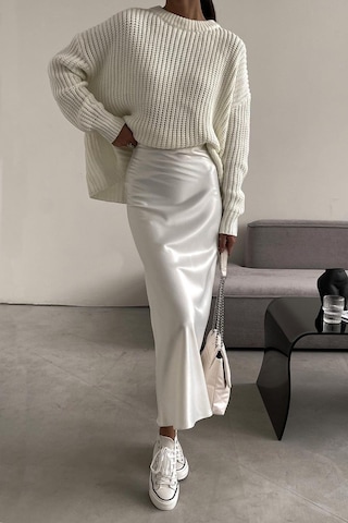 Madmext Mad Girls Beyaz Saten Etek Mg1409-beyaz Beyaz