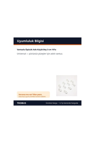 Trobus Vantuzlu Öpücük Askı Küçük Boy 3 Cm 10'lu