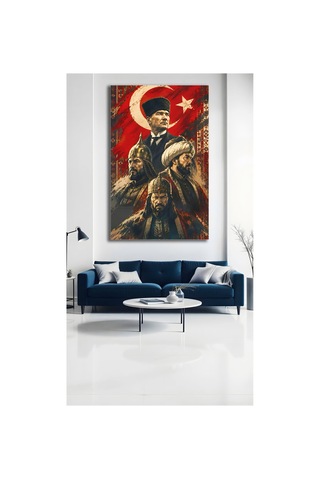 Türk Tarihi Cam Tablo Atatürk Osmanlı Selçuklu Temalı Dekoratif Duvar Tablosu Türk Bayraklı Epik Tarih Uv Baskı Premium Cam Tablo