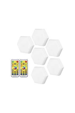 Rgb Led Renk Değiştiren Altıgen Dolap Işığı Beyaz 6 Adet Beyaz