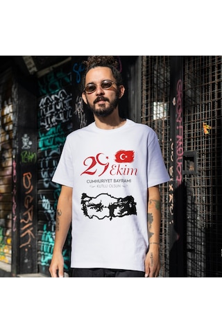Alpşan Ticaret Cumhuriyet Bayramı Çocuk Tişörü 29 Ekim T-shirt Atatürk Tişört Beyaz