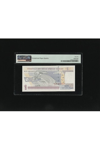 Bir Yeni Türk Lirası 1 Ytl P216 2005 Pmg 66 Epq Gem Unc S/n A27045067 / 8.ems 1. Tertip
